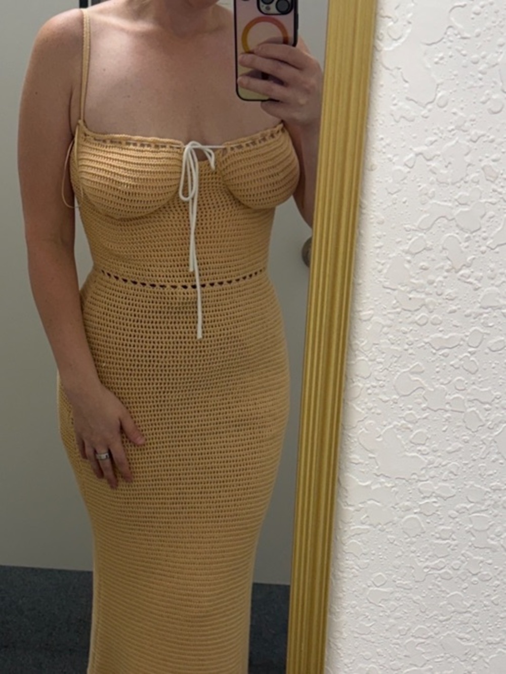 NWOT Zara Limited Edition Ecru Crochet open Knit Spaghetti-strap Midi Dress
